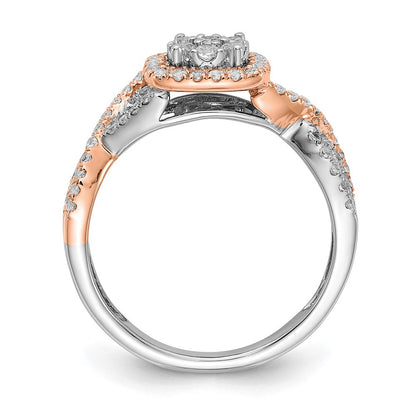 14K Weiß- und Roségold Fashion-Ring mit echten Diamanten