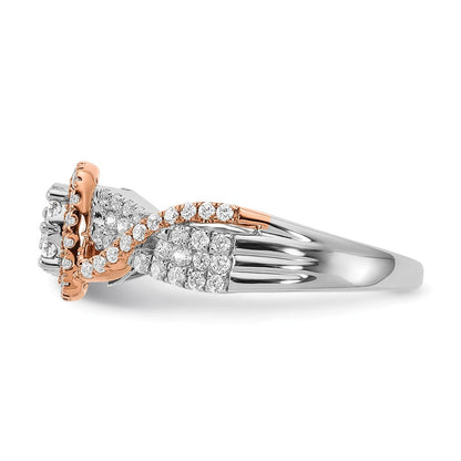 14K Weiß- und Roségold Fashion-Ring mit echten Diamanten
