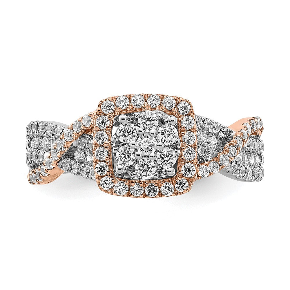 14K Weiß- und Roségold Fashion-Ring mit echten Diamanten