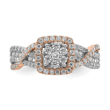 14K Weiß- und Roségold Fashion-Ring mit echten Diamanten