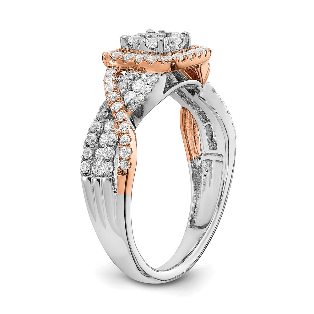 14K Weiß- und Roségold Fashion-Ring mit echten Diamanten