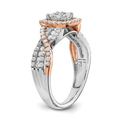 14K Weiß- und Roségold Fashion-Ring mit echten Diamanten