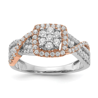 14K Weiß- und Roségold Fashion-Ring mit echten Diamanten
