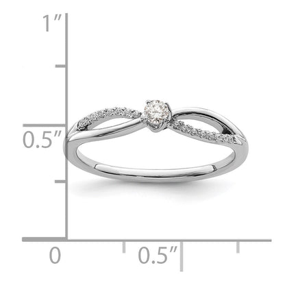 14K Weißgold Ring mit echten Diamanten für Verlobungsversprechen