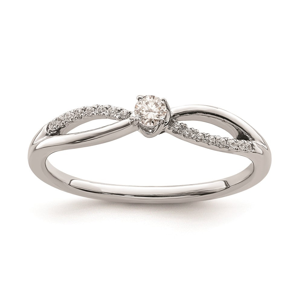 14K Weißgold Ring mit echten Diamanten für Verlobungsversprechen