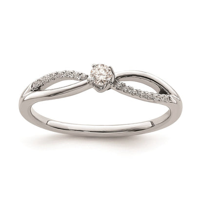 14K Weißgold Ring mit echten Diamanten für Verlobungsversprechen