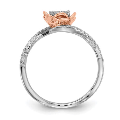 14K Weiß- & Roségold Fashion-Ring mit echten Diamanten