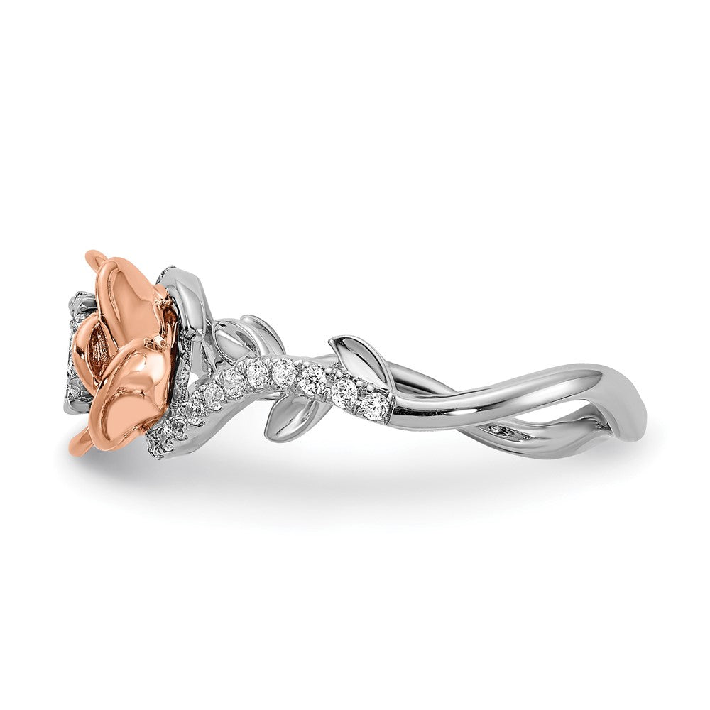 14K Weiß- & Roségold Fashion-Ring mit echten Diamanten