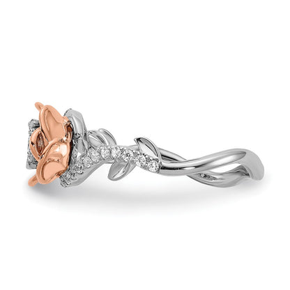 14K Weiß- & Roségold Fashion-Ring mit echten Diamanten