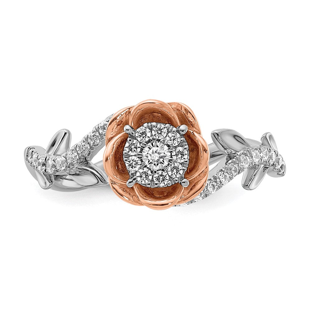 14K Weiß- & Roségold Fashion-Ring mit echten Diamanten
