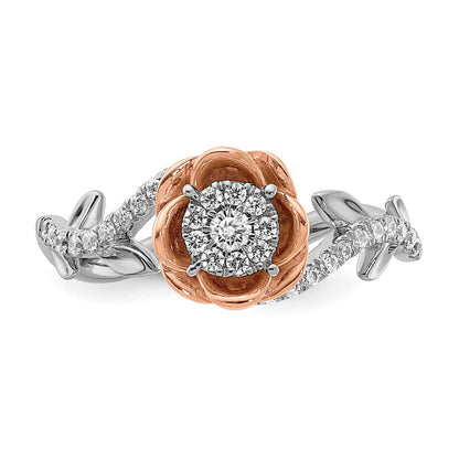 14K Weiß- & Roségold Fashion-Ring mit echten Diamanten