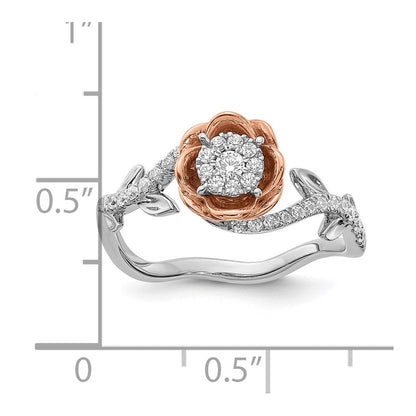 14K Weiß- & Roségold Fashion-Ring mit echten Diamanten