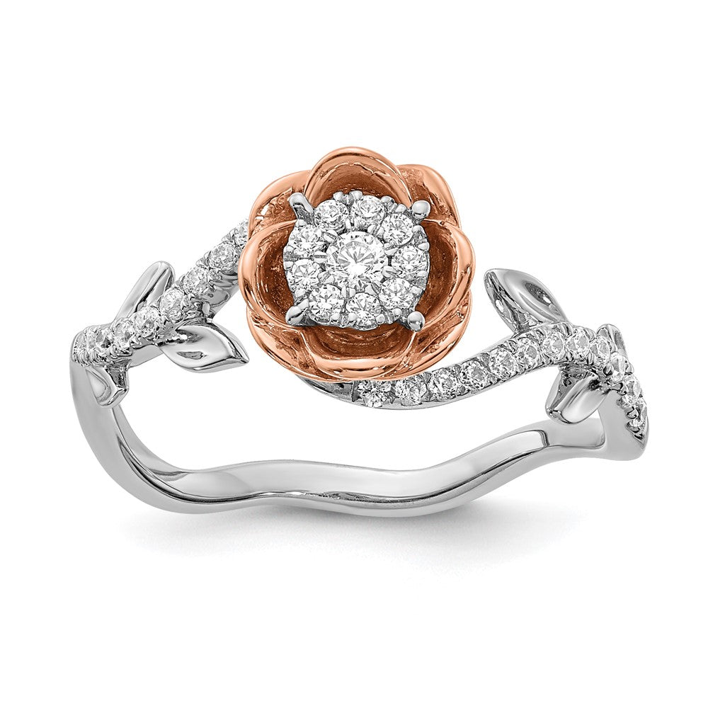 14K Weiß- & Roségold Fashion-Ring mit echten Diamanten
