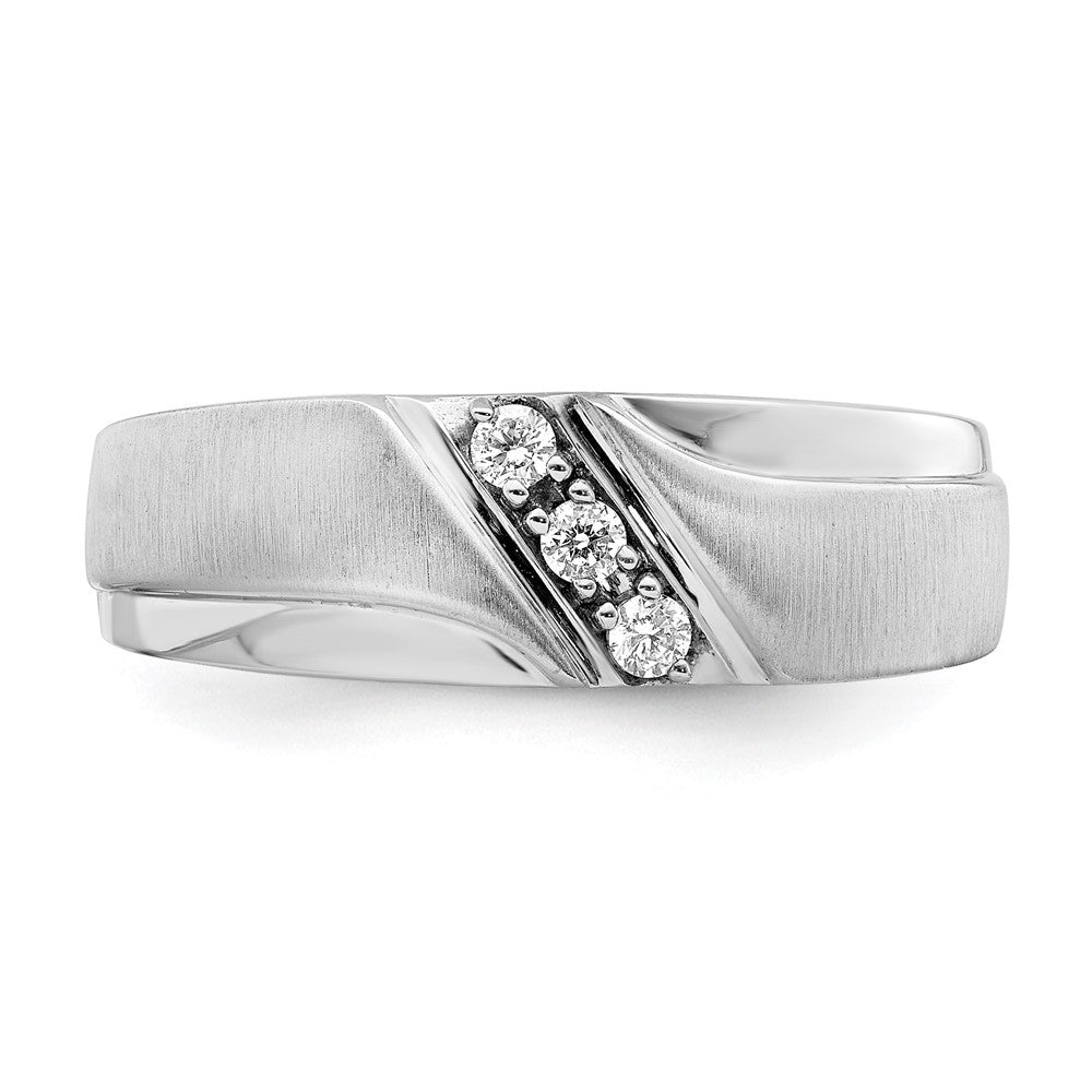 14K Weißgold Herrenring mit echten Diamanten