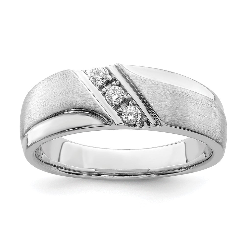 14K Weißgold Herrenring mit echten Diamanten