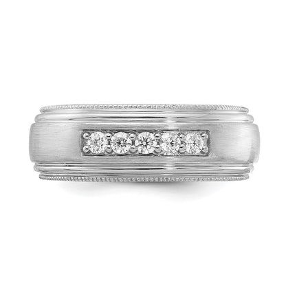 14K Weißgold Herren-Ring mit echten Diamanten
