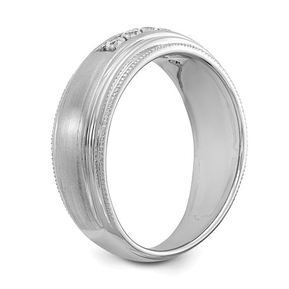 14K Weißgold Herren-Ring mit echten Diamanten