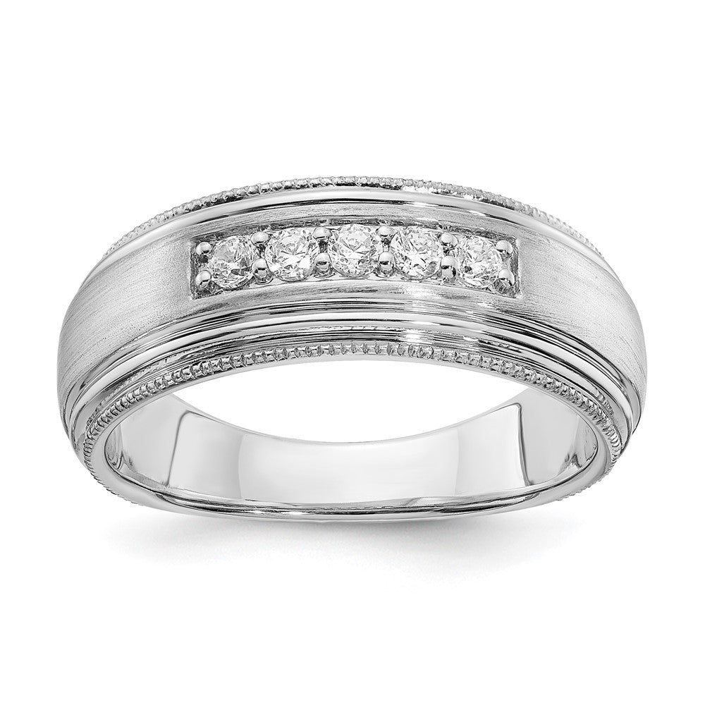 14K Weißgold Herren-Ring mit echten Diamanten