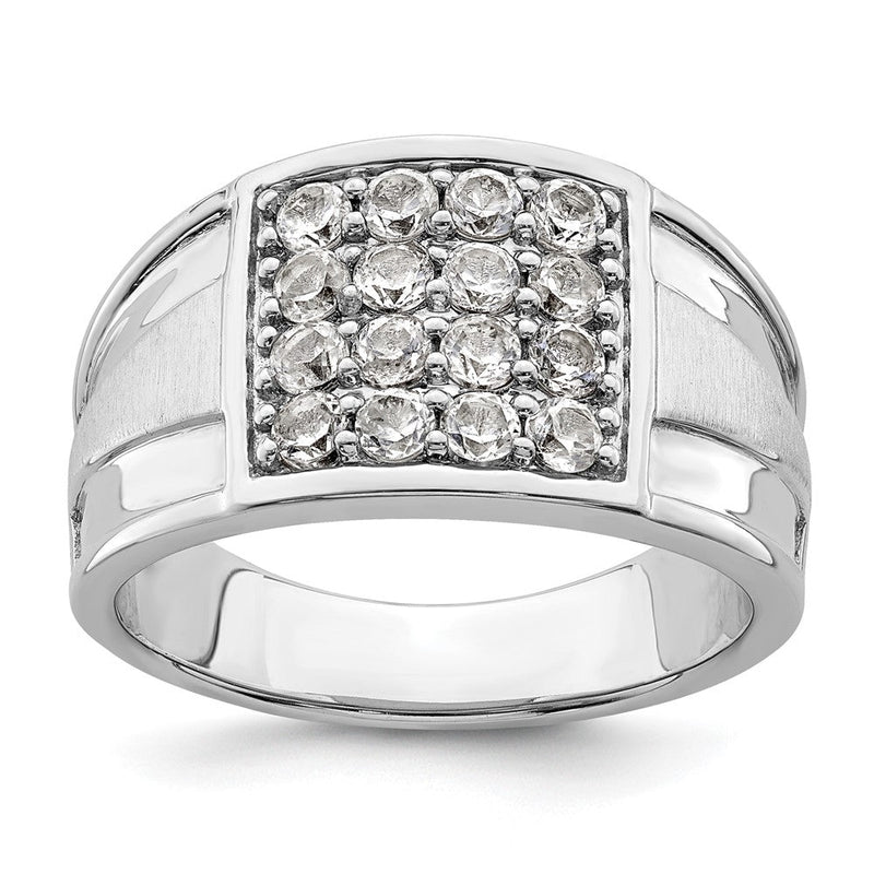 14K Weißgold Ring mit 1,5 ct. gezüchteten Diamanten VS/SI+ G+ im Cluster-Design für Herren