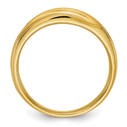 14K Gelbgold Herren-Ring, poliert & satiniert, mit im Labor gezüchteten VS/SI+ G+ Diamanten