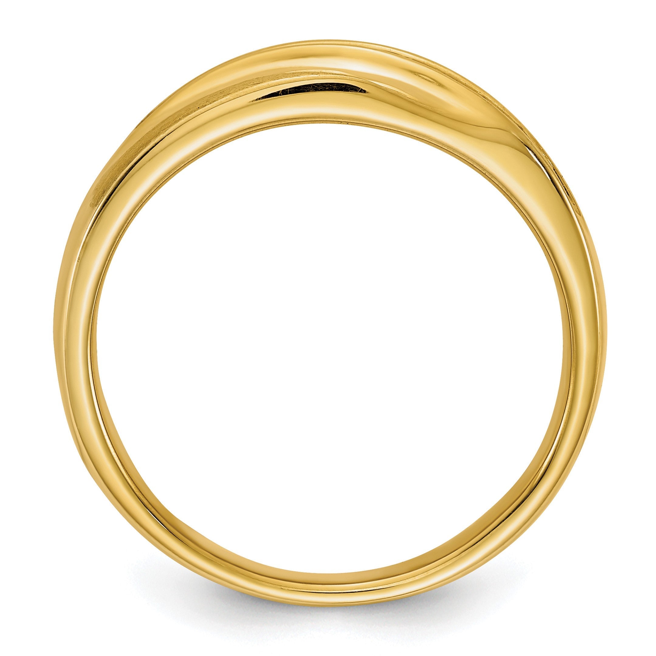 14K Gelbgold Herrenring mit echten Diamanten: Satin, Ost-West