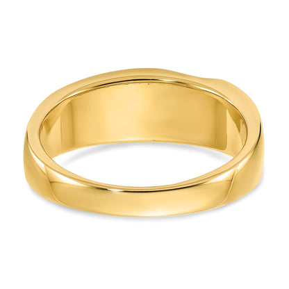 14K Gelbgold Herrenring mit echten Diamanten: Satin, Ost-West