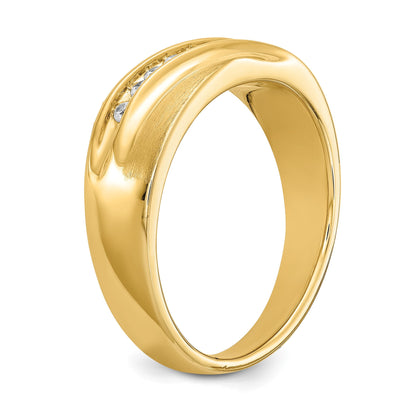 14K Gelbgold Herrenring mit echten Diamanten: Satin, Ost-West