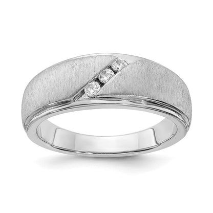 14K Weißgold Herrenring mit echten Diamanten