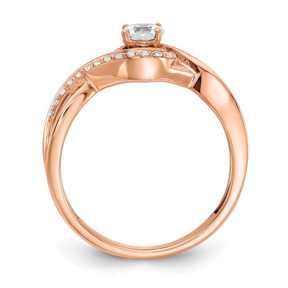 14K Roségold Kreuz (holds 1/3 Karat (4.5mm) Rund Mittig) 1/6 Diamant Halbfassung Verlobungsring