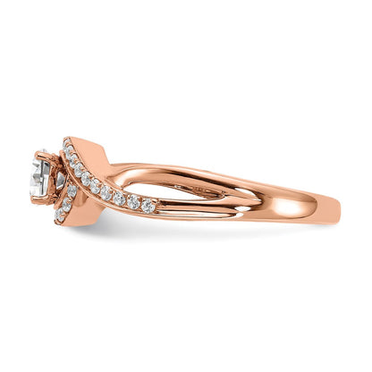 14K Roségold Kreuz (holds 1/3 Karat (4.5mm) Rund Mittig) 1/6 Diamant Halbfassung Verlobungsring