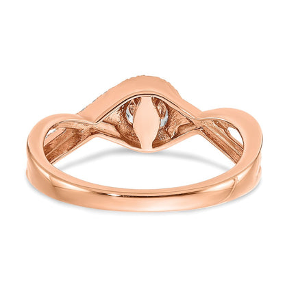 14K Roségold Kreuz (holds 1/3 Karat (4.5mm) Rund Mittig) 1/6 Diamant Halbfassung Verlobungsring