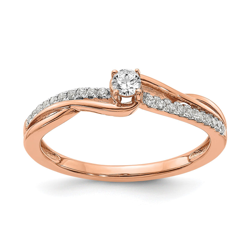 0,33 ct. Verlobungs- und Brautring aus 14K Roségold mit natürlichem Diamant im Rundschliff, Bypass