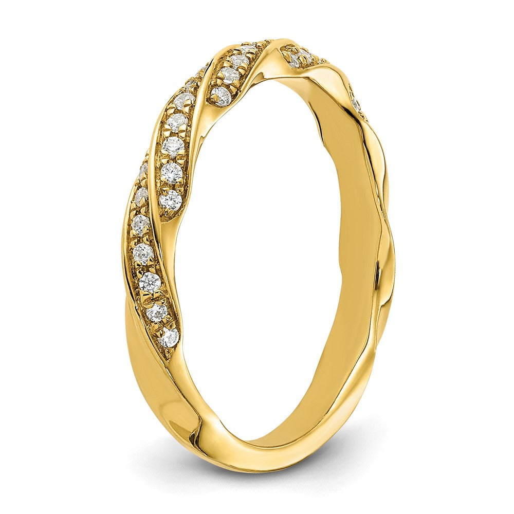 14K Gelbgold Gedreht 1/5 Karat Diamant Komplett Ehering