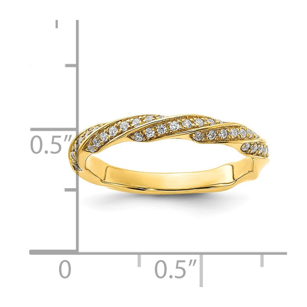 14K Gelbgold Gedreht 1/5 Karat Diamant Komplett Ehering