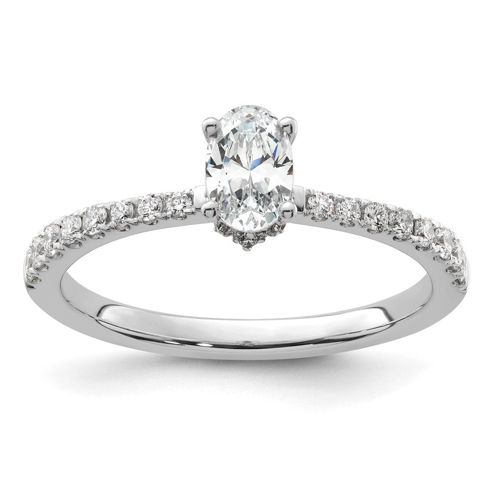 14K Weißgold Verlobungsring mit 0,75 ct. Labor-Diamant im Oval-Solitär-Schliff, VS/SI+ G+
