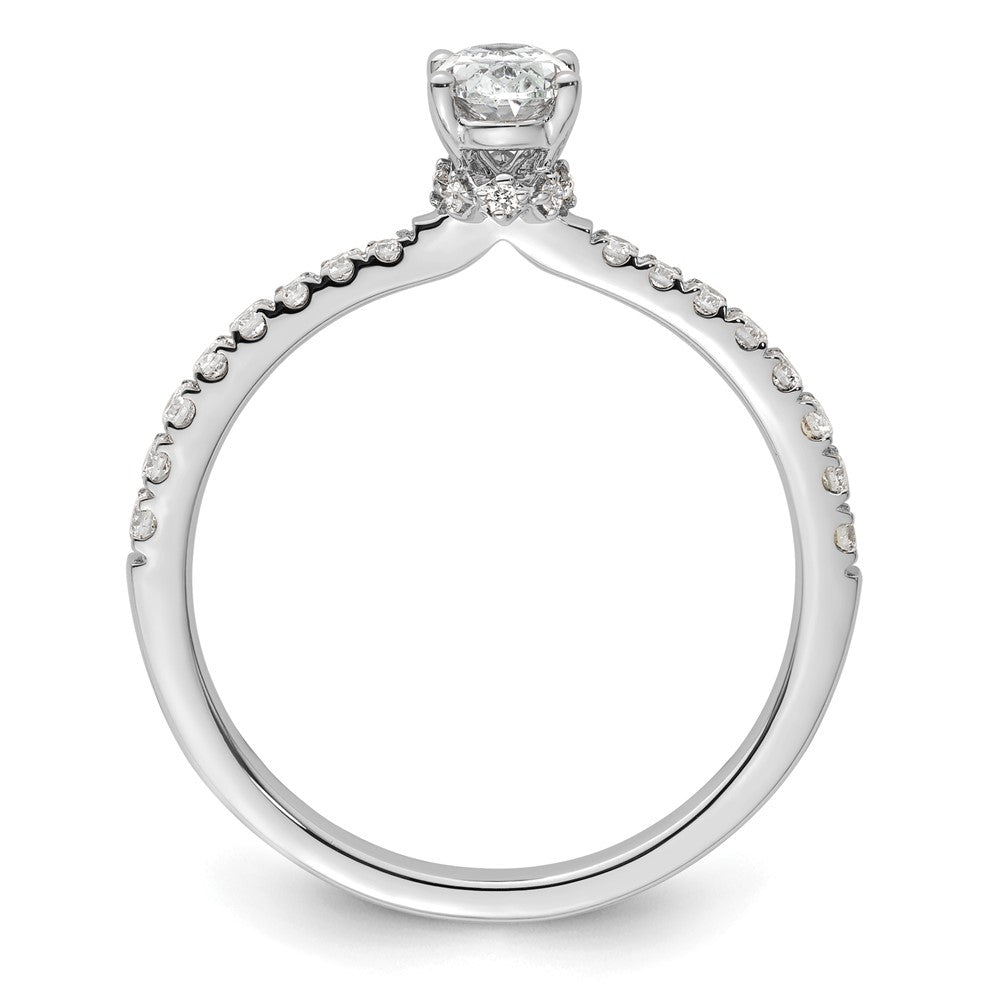 14K Weißgold Verlobungsring mit 0,25 ct. im Labor gezüchtetem Diamant VS/SI+ G+, 0,5 ct. Mittelstein im Ovalschliff