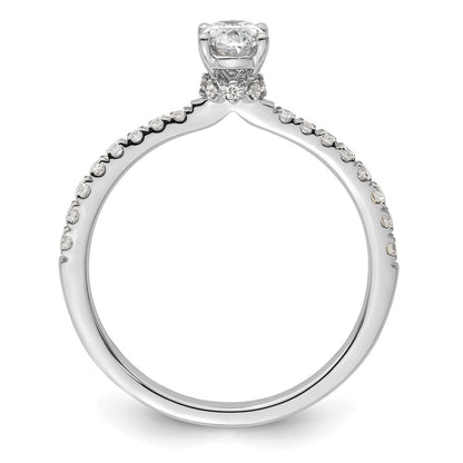 14K Weißgold Verlobungsring mit 0,25 ct. im Labor gezüchtetem Diamant VS/SI+ G+, 0,5 ct. Mittelstein im Ovalschliff