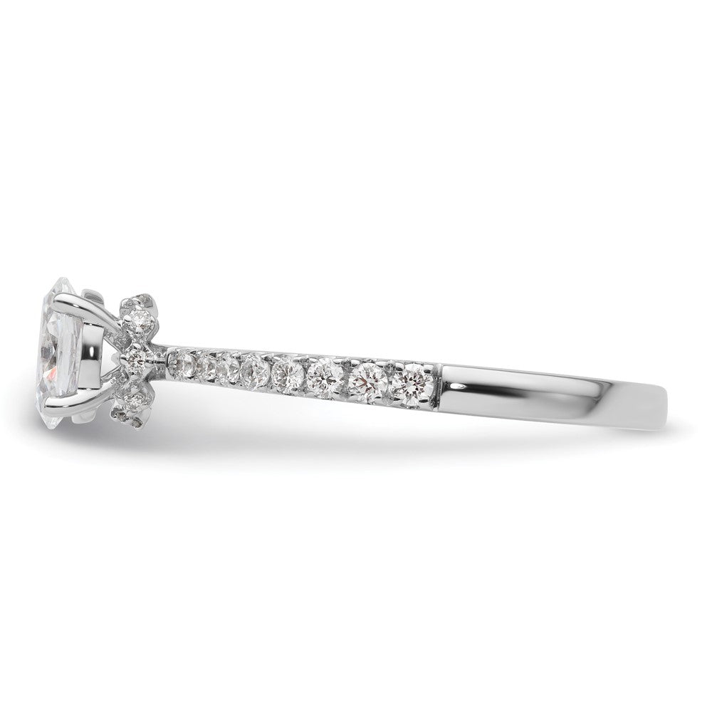 14K Weißgold Verlobungsring mit 0,25 ct. im Labor gezüchtetem Diamant VS/SI+ G+, 0,5 ct. Mittelstein im Ovalschliff