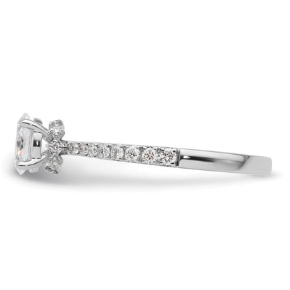 14K Weißgold Verlobungsring mit 0,25 ct. im Labor gezüchtetem Diamant VS/SI+ G+, 0,5 ct. Mittelstein im Ovalschliff