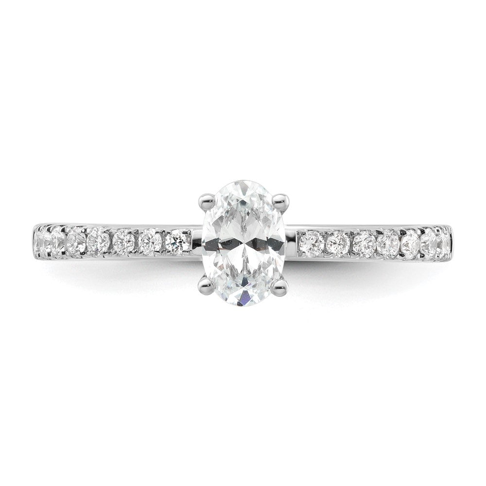 14K Weißgold Verlobungsring mit 0,25 ct. im Labor gezüchtetem Diamant VS/SI+ G+, 0,5 ct. Mittelstein im Ovalschliff