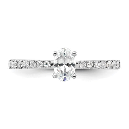 14K Weißgold Verlobungsring mit 0,25 ct. im Labor gezüchtetem Diamant VS/SI+ G+, 0,5 ct. Mittelstein im Ovalschliff