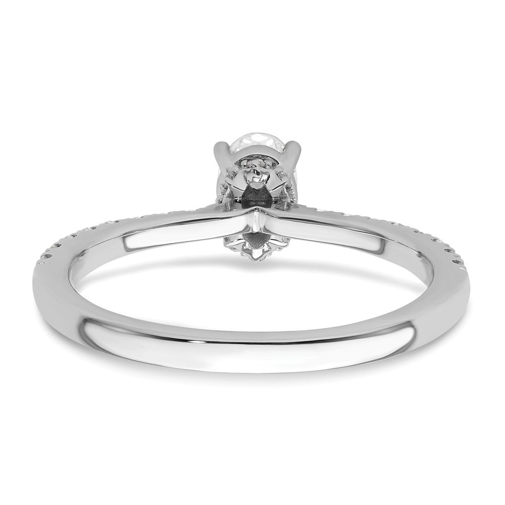 14K Weißgold Verlobungsring mit 0,25 ct. im Labor gezüchtetem Diamant VS/SI+ G+, 0,5 ct. Mittelstein im Ovalschliff