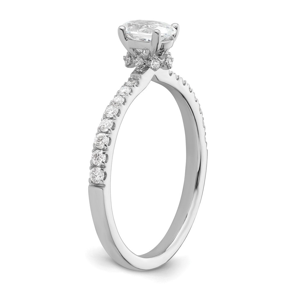 14K Weißgold Verlobungsring mit 0,25 ct. im Labor gezüchtetem Diamant VS/SI+ G+, 0,5 ct. Mittelstein im Ovalschliff
