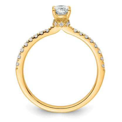 14K Gelbgold Verlobungsring mit 0,25 ct. laborgezüchtetem Diamant VS/SI+ G+, Oval Semi-Mount Fassung, 0,5 ct. Mittelstein