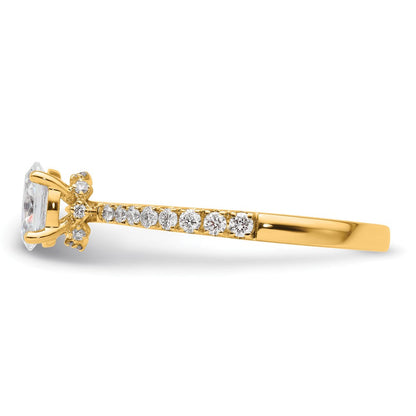 14K Gelbgold Verlobungsring mit 0,25 ct. laborgezüchtetem Diamant VS/SI+ G+, Oval Semi-Mount Fassung, 0,5 ct. Mittelstein