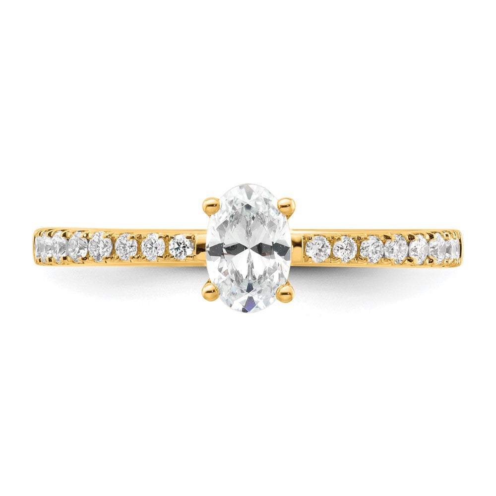 14K Gelbgold Verlobungsring mit 0,25 ct. laborgezüchtetem Diamant VS/SI+ G+, Oval Semi-Mount Fassung, 0,5 ct. Mittelstein