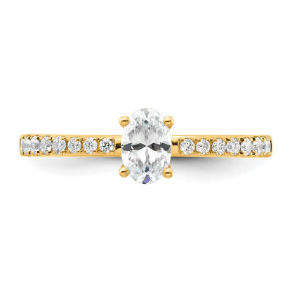 14K Gelbgold Verlobungsring mit 0,25 ct. laborgezüchtetem Diamant VS/SI+ G+, Oval Semi-Mount Fassung, 0,5 ct. Mittelstein