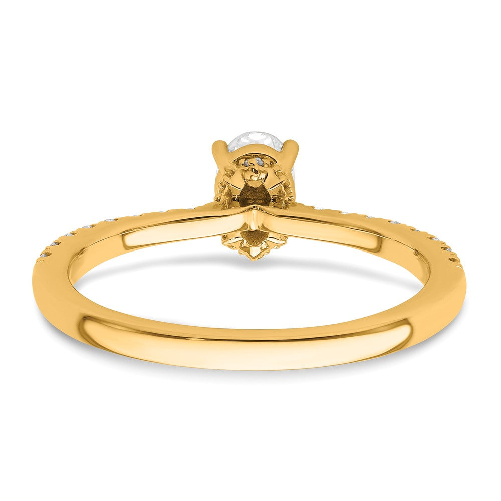 14K Gelbgold Verlobungsring mit 0,25 ct. laborgezüchtetem Diamant VS/SI+ G+, Oval Semi-Mount Fassung, 0,5 ct. Mittelstein