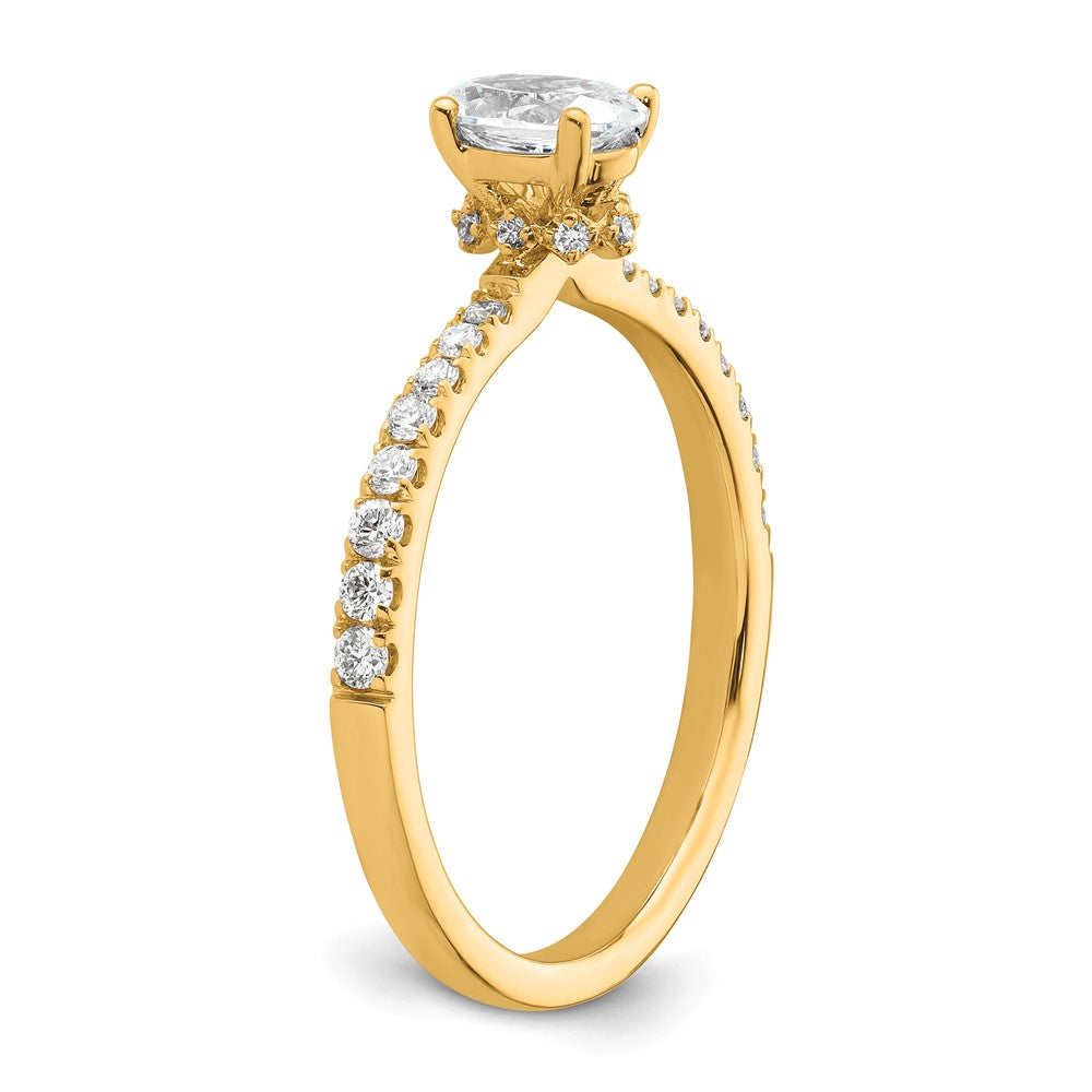 14K Gelbgold Verlobungsring mit 0,25 ct. laborgezüchtetem Diamant VS/SI+ G+, Oval Semi-Mount Fassung, 0,5 ct. Mittelstein