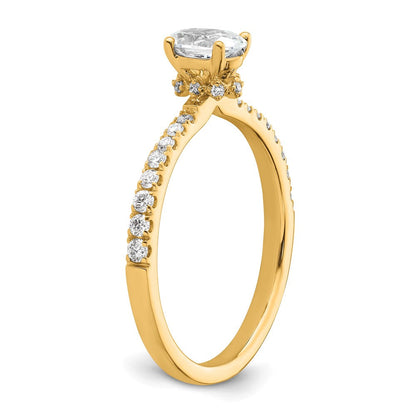 14K Gelbgold Verlobungsring mit 0,25 ct. laborgezüchtetem Diamant VS/SI+ G+, Oval Semi-Mount Fassung, 0,5 ct. Mittelstein